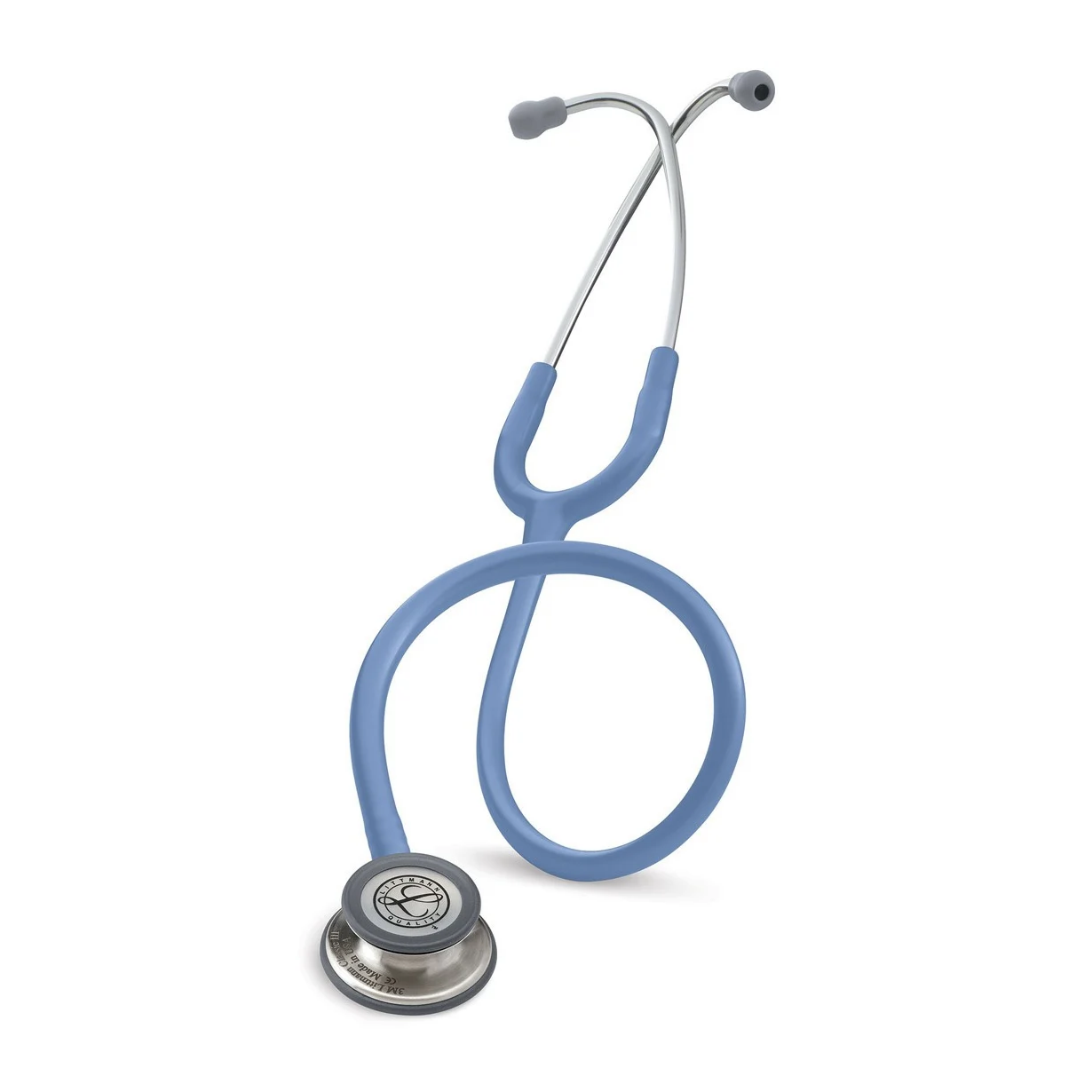 Light blue Littmann® Classic III™ Stethoscope with a silver dual-sided chestpiece and gray eartips.